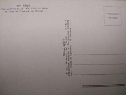 ŞEHİR KARTPOSTALI-FRANSA/PARİS ŞEHİR VE UZAKTAN EYFEL KULESİ GÜNDÜZ GÖRÜNTÜSÜ,ARKASINA YAZILMAMIŞ,RENKLİ, 11 X 15 CM EBADINDA - 1950'LER, 1960'LAR, 1970'LER, 1980'LER