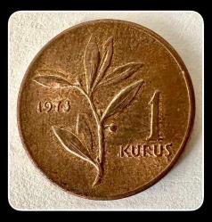 1973 - 1 KURUŞ ÇİL (TCM973) “BAKIR” En Az Basılan (S)