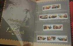 TC 2006 PTT Atatürk'ün Doğumunun 125 yılı 2 adet ilkğün Zarfı ve 10 adet pul özel 4 sayfa portföyünde