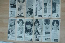 BAYAN KUAFÖR GÜZELLİK CİLT BAKIMI MAKYAJ MALZEMELERİ REKLAMLARI 1960-1965 YILLARI DERGİLERDEN ÇIKMA 75 ADET+ÜCRETSİZ KARGO