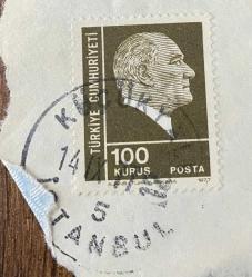 Mektup Zarfından Kesilmiş  / Postadan Geçmiş Pul Filateli - İstanbul , 14 Eylül 1977 Damgalı - ATATÜRK, 100 KURUŞ - Türkiye Cumhuriyeti