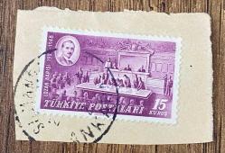 Mektup Zarfından Kesilmiş / Postadan Geçmiş Pul Filateli - Damgalı