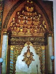 ŞEHİR KARTPOSTALI-TÜRKİYE/BURSA ULU CAMİİ ARKA MİMBER MOTİFİ GÖRÜNTÜSÜ,ARKASINA YAZILMAMIŞ,RENKLİ, 11 X 15 CM EBADINDA - 1950'LER, 1960'LAR, 1970'LER, 1980'LER