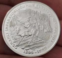 1999 OSMANLI İMPARATORLUĞUNUN KURULUŞUNUN 700.YILI FATİH SULTAN MEHMET GÜMÜŞ 4.000.000 LİRA HATIRA PARASI ORİJİNAL 0969 SERTİFİKALI NOLU ÇİL ÇOK NADİR