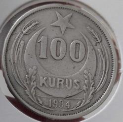 1934 GÜMÜŞ 100 YÜZ KURUŞ KÜÇÜK YILDIZ ÇOK ÇOK TEMİZ ORİJİNAL ÇOK ÇOK NADİRDİR RRRR1A