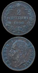 İtalya 2 Centesimi 1898 'Kral Umberto I Görselli' Orjinal Madeni Para - ÇÇT
