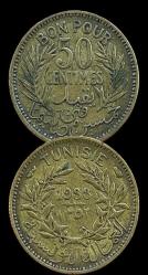 Tunus 50 Centimes 1933 'Kral Ahmad II Dönemi' Orjinal Madeni Para - ÇÇT+ /NADİR