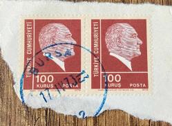 Mektup Zarfından Kesilmiş  / Postadan Geçmiş İkili Pul Filateli - Bursa, 17 Nisan 1973 Damgalı - ATATÜRK, 100 KURUŞ - Türkiye Cumhuriyeti