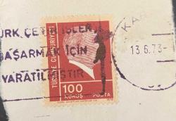 Mektup Zarfından Kesilmiş  / Postadan Geçmiş Pul Filateli - 13 Haziran 1973 Damgalı - ATATÜRK, 100 KURUŞ - Türkiye Cumhuriyeti