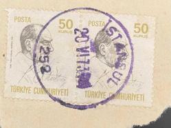 Mektup Zarfından Kesilmiş  / Postadan Geçmiş İkili Pul Filateli - İstanbul, 20 Haziran 1973 Damgalı - ATATÜRK, 50 KURUŞ - Türkiye Cumhuriyeti