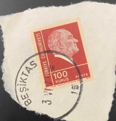 Mektup Zarfından Kesilmiş  / Postadan Geçmiş Pul Filateli - Beşiktaş, 3 Haziran 1973 Damgalı - ATATÜRK, 100 KURUŞ - Türkiye Cumhuriyeti