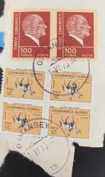 Mektup Zarfından Kesilmiş  / Postadan Geçmiş Altılı Pul Filateli - Osmanbey, 1 Haziran 1973 Damgalı - ATATÜRK, 100 KURUŞ / ATLI ATATÜRK ANKARA, 25 KURUŞ - Türkiye Cumhuriyeti