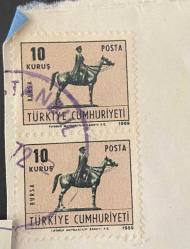 Mektup Zarfından Kesilmiş  / Postadan Geçmiş İkili Pul Filateli - 1972 Damgalı - ATLI ATATÜRK BURSA, 10 KURUŞ - Türkiye Cumhuriyeti