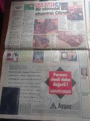 Sabah Gazetesi - 13 Mayıs 1994 - Çetin Altan - Bir Otomobil Efsanesi Citroen -  Yılmaz Zaferi Sevgi İyileştiriyor - Fenerbahçe 4 Koldan Saldırıyor - Gençlerbirliği Oyuncusu Kona - Şota Arvaladze - PKK Sinmiş - Burası Cizre - Hasan Cemal - Cengiz Çandar - Salih Memecan'ın Güneydoğu İzlenimleri