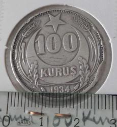1934 GÜMÜŞ 100 YÜZ KURUŞ BÜYÜK YILDIZ ÇOK TEMİZ ORİJİNAL ÇOK ÇOK NADİRDİR AAA1RR1