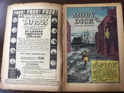 Moby Dick - Herman Melville (Beyaz Balina, İngilizce Çizgi Roman) - Classics Illustrated - No: 5 - 1940'lar Renkli, 48 Sayfa - Frenç-Amerikan Kitap Evi, Beyoğlu - (Büyük boy, 18 X 26 cm)