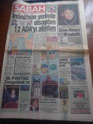 Sabah Gazetesi - 8 Mayıs 1991 - Müslüm Gürses - Bülent Ersoy - Ferdi Özbeğen - Nükhet Duru - Seren Serengil - Erol Evgin - Federasyon Kupası Finali Galatasaray Ankaragücü - Mustafa Denizli - Uğur Tütüneker - İlk Pontiac Zonguldak'ın - Turgut Özal İsmet İnönü'nüj Yerinde Olsam 12 Ada'yı Alırdım - THY'de Grev Sona Eriyor - Gülsen Mengi'yi Kaybettik - Sakıp Sabancı