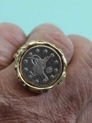 GÜMÜŞ YÜZÜK, KİŞİYE ÖZEL TASARIM YÜZÜK, 1293/1877 ABDÜLHAMİT GÜMÜŞ  PARA GERÇEK OSMANLI DÖNEM KASA YENİ TASARIMDIR..TEK ÜRETİLMİŞTİR..