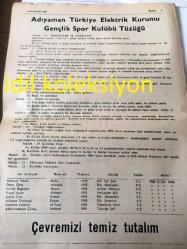 ADIYAMANIN SESİ GAZETESİ  YEREL TAŞRA BASINI ----27 Haziran 1986 Yıl :1 Sayı :193--1981 de 130 bin olan hasta sayısı 1985 de 157 bine yükseldi  verem hortladı --Her gün 3 milyon kişi  ishal  oluyor --Islahatçı  Demokrasi Partisi Adıyaman il Başkanlığı --Ankara da deprem denemesi --Bulgar Yönetimi Gerçeği Gizleyemez --Adıyaman Türkiye Elektrik Kurumu Gençlik  Spor Kulübü Tüzüğü---