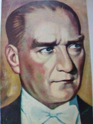 SANAT KARTPOSTALI-ARKASINDA HAYATI YAZILI ULU ÖNDER MUSTAFA KEMAL ATATÜRK'ÜN RESMİ,ARKASINA YAZILMAMIŞ,RENKLİ