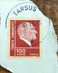 Mektup Zarfından Kesilmiş  / Postadan Geçmiş Pul Filateli - Tarsus, Haziran 1973 Damgalı - ATATÜRK, 100 KURUŞ - Türkiye Cumhuriyeti