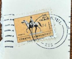 Mektup Zarfından Kesilmiş  / Postadan Geçmiş Pul Filateli -İstanbul Damgalı -ANKARA ATLI ATATÜRK, 25 KURUŞ - Türkiye Cumhuriyeti