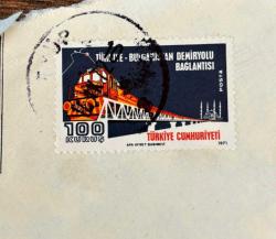 Mektup Zarfından Kesilmiş  / Postadan Geçmiş Pul Filateli - Eyüp 15 Eylül 1972 Damgalı - TÜRKİYE-BULGARİSTAN DEMİRYOLU BAĞLANTISI, 100 KURUŞ - Türkiye Cumhuriyeti