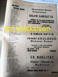 ADIYAMANIN SESİ GAZETESİ  YEREL TAŞRA BASINI ---- 5 Haziran 1986 Yıl :1 Sayı :179--14 Mayıs 'ta Kahta İlçesinde Güvenlik Kuvvetleri Tarafından İkisi Ölü ,Birisi Yaralı Olarak Ele Geçirilen Teröristin İtirafları  Sonucu 26 Sanık Daha Yakalandı ----Gıda Yasası Çıkıyor ---Çocukların Kavgasını Büyükler Sürdürdü ---Taşçıoğlu Turist Güzelse  Açılsın --Şiir Köşesi :Kuyucak Dağlar :Zeki Göksu --Semra Özal 'a Hediye Kimono  Japon Haftası Dolayısıyla Düzenlenen Gösteride Başbakan 'ın Eşi Semra Özal 'a İki  Kimono Hediye Edildi --