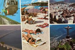 ŞEHİR KARTPOSTALI-BREZİLYA/RIO DE JANEIRO DENİZ KUMSAL İSA HEYKELİ KÖPRÜ VE ŞEHRİN GÜNDÜZ GÖRÜNTÜSÜ,ARKASINA YAZILMAMIŞ,RENKLİ, 11 X 15 CM EBADINDA - 1950'LER, 1960'LAR, 1970'LER, 1980'LER