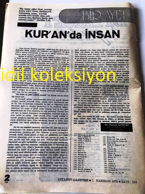 ANKARA DİYANET GAZETESİ YEREL TAŞRA BASINI --- Haziran 1979 Sayı