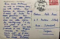 ŞEHİR KARTPOSTALI-FRANSA/MACON DENİZ TAŞ KÖPRÜ VE ŞEHRİN GÜNDÜZ GÖRÜNTÜSÜ,ARKASINA YAZILMIŞ,PULLU,RENKLİ, 11 X 15 CM EBADINDA - 1950'LER, 1960'LAR, 1970'LER, 1980'LER