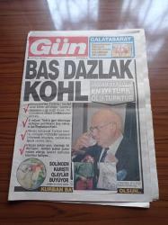 Gün Gazetesi - 1 Haziran 1993 - Şampiyon Galatasaray - Galatasaray Kaptanı Erdal Keser - Uğur Tütüneker Kaç Şişe Şampanya İçti Hatırlamıyor - Baş Dazlak Alman Başbakanı Kohl - Alman Atasözü En İyi Türk Ölü Türktür - Solingen Karıştı Olaylar Büyüyor - Prens Charles - Prenses Diana - İranlıların Devam Ettiği Mescit Kapatıldı