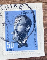 Mektup Zarfından Kesilmiş  / Postadan Geçmiş Pul Filateli - 25 Aralık 1964 Damgalı - RECAİ ZADE MAHMUT EKREM, 50 KURUŞ - Türkiye Cumhuriyeti