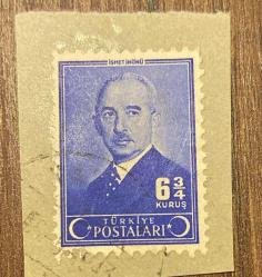 Mektup Zarfından Kesilmiş  / Postadan Geçmiş Pul Filateli -Eylül 1943 Damgalı - İSMET İNÖNÜ, 6 3/4 KURUŞ - Türkiye Cumhuriyeti