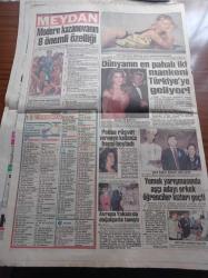Meydan Gazetesi - 18 Nisan 1992 - Fenerbahçe Gerson'u Yine Kiralıyor - Bizim Stad Anarşistleri Gelsin Tribün Görsün - Harika Avcı'nın Dansöz Rolünde Oynadığı Film - Cindy Crawford - Claudia Schiffer - Richard Gere - Bağ Kur Genel Müdürü Kemal Kılıçdaroğlu - Süleyman Demirel Dev Sol'un Beyni Dağıtıldı - Vali Hayri Kozakçıoğlu - Necdet Menzir - Hücre Evi Baskınında 2400 Kurşun Sıkıldı