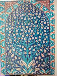 SANAT KARTPOSTALI-RENGARENK İŞLEMELERİ VE RENGARENK ÇİÇEKLERLE BİR DUVAR RESMİ,KAPAKLI,İÇ KISMINA YAZILMIŞ,RENKLİ, 12 X 17 CM EBADINDA