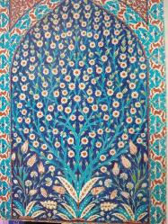 SANAT KARTPOSTALI-RENGARENK İŞLEMELERİ VE RENGARENK ÇİÇEKLERLE BİR DUVAR RESMİ,KAPAKLI,İÇ KISMINA YAZILMIŞ,RENKLİ, 12 X 17 CM EBADINDA