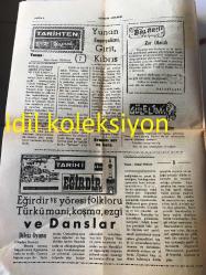 ISPARTA EĞİRDİR GÖL  SESİ  GAZETESİ YEREL TAŞRA BASINI ----29 Ağustos 1974 Yıl :22 Sayı :5279--Göl gölcük oldu  --İş Bankasının 50. Yıl dönümü --Bahçe Kültürleri Bahçesindeki Elma Ağacında 257 Bin Tl Satıldı --Yunan Emperyalizmi Girit Kıbrıs :Beria Remzi Özoran  --Eğirdir ve Yöresi Folkloru Türkü Mani Koşma Ezgi ve Danslar :Cemal Tosun --Trafik Sorunu --