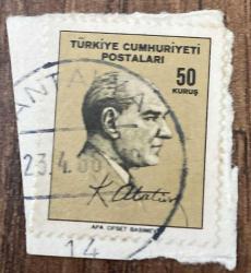Mektup Zarfından Kesilmiş  / Postadan Geçmiş Pul Filateli - Antakya, 23 Nisan 1966 Damgalı - ATATÜRK, 50 KURUŞ -  Türkiye Cumhuriyeti