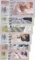 İNGİLTERE (Fantezi Para-Plastik) - 5, 10, 20, 50, 100, 500 Pounds (6'lı SET - ÇİL 10/10) 286