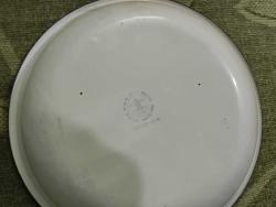 BİR ÇİFT ÇİNKO EMAYE YEMEK TABAĞI nadir 21 cm ÇİN DAMGALI ÇEYİZDEN KULLANILMAMIŞ