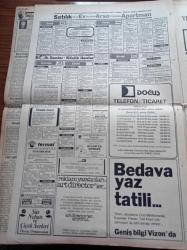 Günaydın Gazetesi - 3 Nisan 1982 - İmparator Beckenbauer'in Futbol Hayatı Bitti - İki Ezeli Rakip Fenerbahçe Galatasaray Kupada Karşı Karşıya - Eurovision Bu Binada Yapılacak - Turgut Özal'ın Kızı Zeynep Japon Mucizesi Yaratacağımıza İnanıyorum - Türkiye'ye Renkli Televizyon Ve Video Akımı var - Reagan Yönetimi Kenan Evren'e Tam Güven Duyuyor - Yedisi Gümrükçü 27 Kişi Tutuklandı