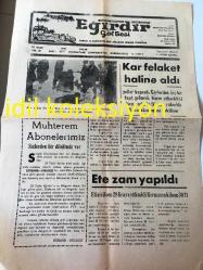 ISPARTA EĞİRDİR GÖL  SESİ  GAZETESİ YEREL TAŞRA BASINI ----18 Ocak 1976 Yıl :23 Sayı :5697--Kar felaket haline aldı -Ete zam yapıldı --1975 yılı içinde hayvansal ürün fiyatı yüzde 25 oranında arttı --