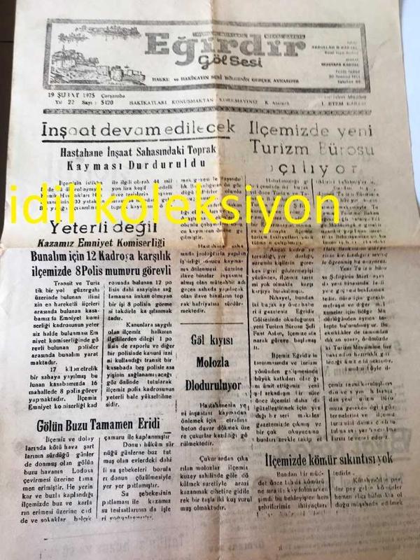 ISPARTA EĞİRDİR GÖL SESİ GAZETESİ YEREL TAŞRA BASINI 19 Şubat  