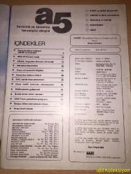 A5 Havacılık ve Savunma Teknolojisi Dergisi (Denizde dikey kalkışın taktik ve stratejisi - MİG23 Sovyet Uçağı - ORAO: Yugoslav Romen Jet Uçağı - Ses Süratine Doğru - Uzay ve Havacılık Bilgileri - Hava Ası: Saburo Sakai - BAC Tatik Füze Sistemleri - Hava Trafik Kontrolü Otomasyonu - Helikopterin Gelişmesi - Breda Deniz Roket Atıcıları - ABD Tank Geliştirme Programı - Swipe : Silah Etki Tahmin Cihazı - Arap , İsrail Savaşı) Hafif Yıpranmaları Mevcut