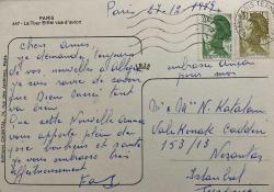 ŞEHİR KARTPOSTALI-FRANSA/PARİS UZAKTAN EYFEL KULESİ GÜNDÜZ GÖRÜNTÜSÜ,PULLU,ARKASINA YAZILMIŞ,RENKLİ, 11 X 15 CM EBADINDA - 1950'LER, 1960'LAR, 1970'LER, 1980'LER