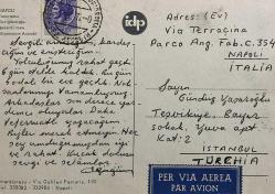 ŞEHİR KARTPOSTALI-İTALYA/NAPOLI DENİZ VE ŞEHRİN YUKARIDAN GÜNDÜZ GÖRÜNTÜSÜ,PULLU,ARKASINA YAZILMIŞ,RENKLİ, 11 X 15 CM EBADINDA - 1950'LER, 1960'LAR, 1970'LER, 1980'LER