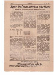 MEMLEKET HAFTALIK GAZETE  24 EKİM 1949 O HAFTANIN FUTBOL MAÇLARI