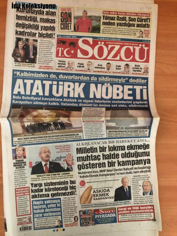 Sözcü Gazetesi 17 Ekim 2020 Aytun Çıray Yılmaz Özdil Rahmi  