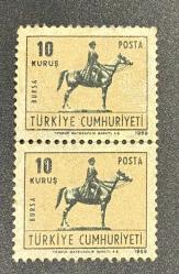 Mektup Zarfından Kesilmiş  / Postadan Geçmiş İkili Pul Filateli - Damgalı - ATLI ATATÜRK BURSA 1969 , 10 KURUŞ - Türkiye Cumhuriyeti